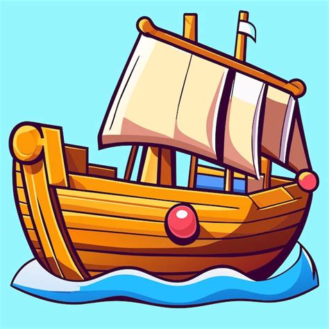 Premium Vector Charming Wooden Boat Cartoon Illustration Vintage