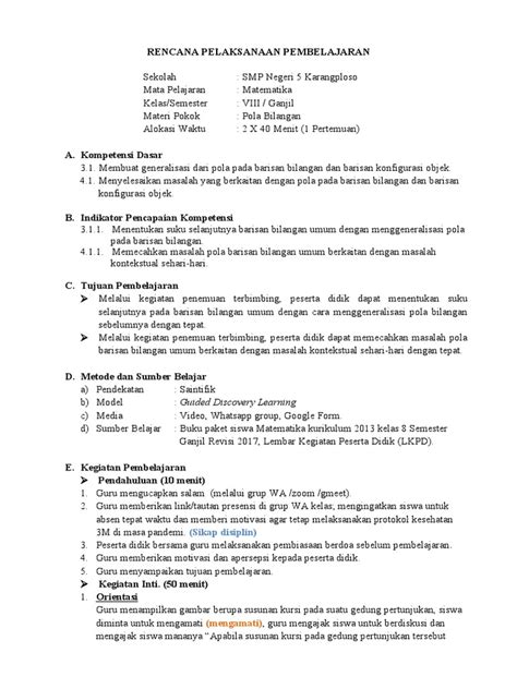 Rencana Pelaksanaan Pembelajaran Literasi Numerasi Pdf