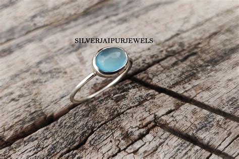 Blauer Chalcedon Ring Sterling Silber Statement Ring Etsy De