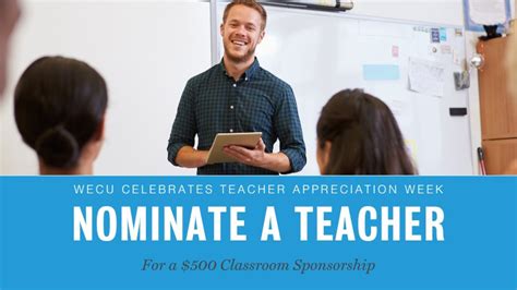 WECU Celebrates Teacher Appreciation Week by Inviting You to Nominate a ...