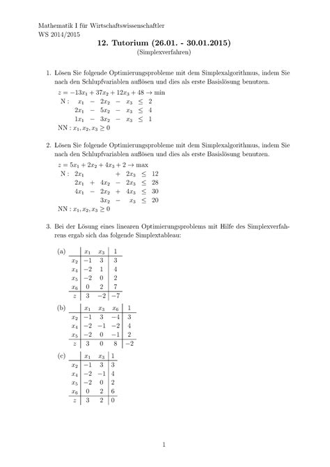 2014 Tutorium 12 Mathematik I Fur Wirtschaftswissenschaftler WS