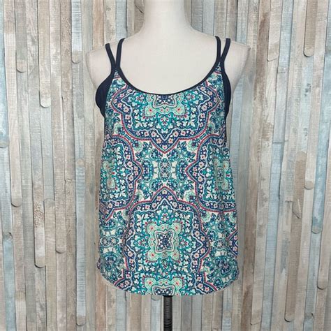 Athleta Swim Athleta 36 B C Monaco Print Blousy Tankini Tank Top