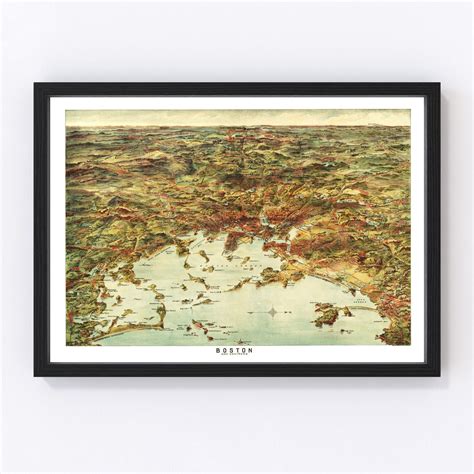 Vintage Map Of Boston Massachusetts By Ted S Vintage Art