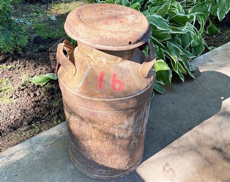 Vintage Pabst Farms Milk Can Antique Milk Tin Large Metal Milk Jug