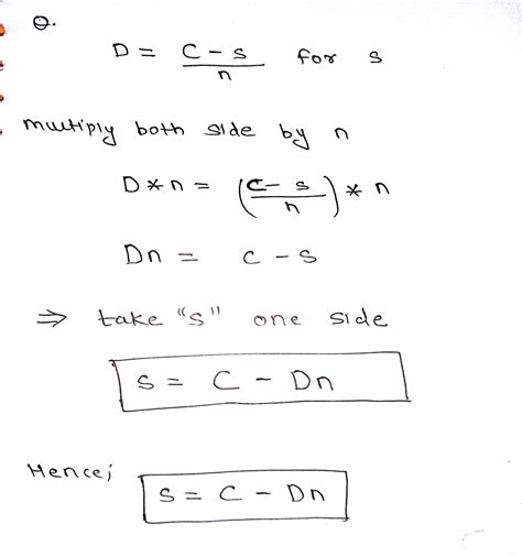 Solved Solve The Formula Solve The Formula For The Specified