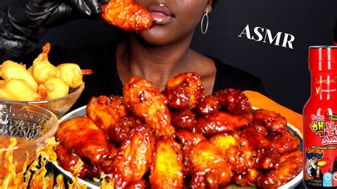 ASMR 2X NUCLEAR SPICY CHICKEN WINGS MUKBANG NO Talking Oven Baked