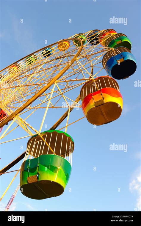 The colourful ferris wheel ride at the Luna Park amusement park, Sydney ...