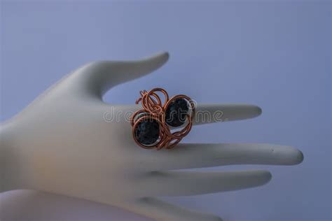 Unique Handmade Jewelry Made Of Copper Wire And Colourful Stones Stock