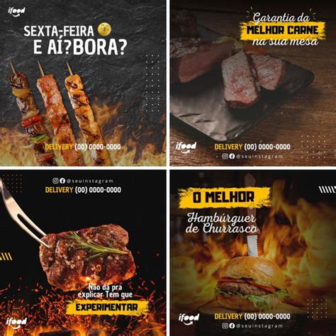 Pack Canva para Delivery de Churrasquinho Artes Editáveis Elo7