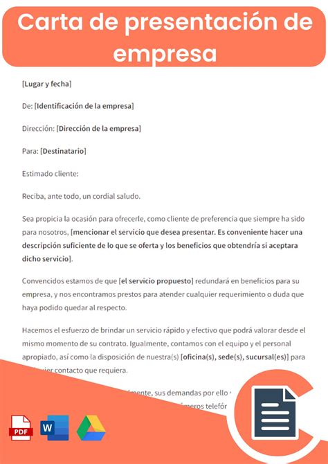 Carta De Presentación De Empresa Online Word Pdf