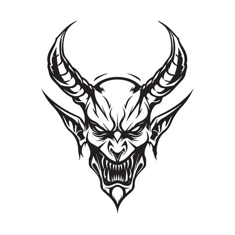 Devil black and white man logo design, Illustration of a Head Devil ...