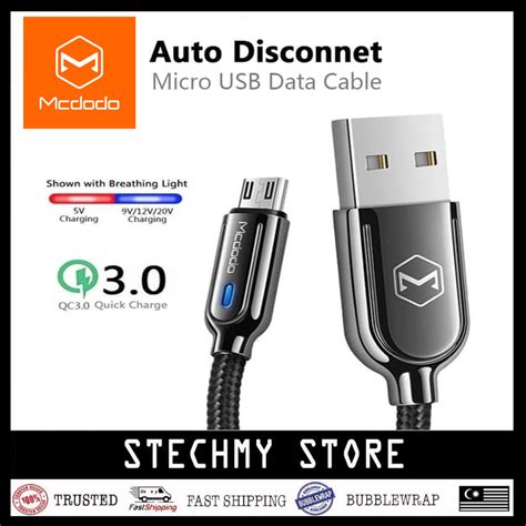 Mcdodo Ca Auto Power Off Micro Usb Data Cable Meter Shopee