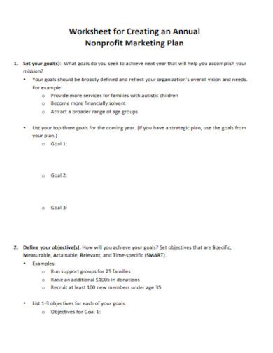 Sample Non Profit Marketing Plan In Pdf Ms Word Google Docs