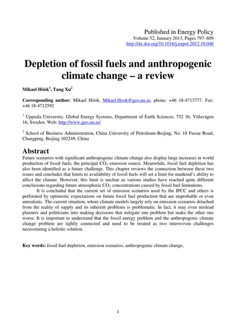 (PDF) Depletion of fossil fuels and anthropogenic climate change - A review