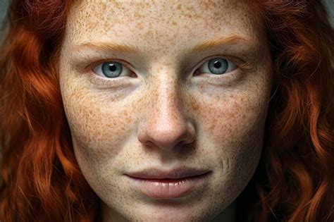 Premium Photo Closeup Portrait Of Redheaded Girl With Freckles