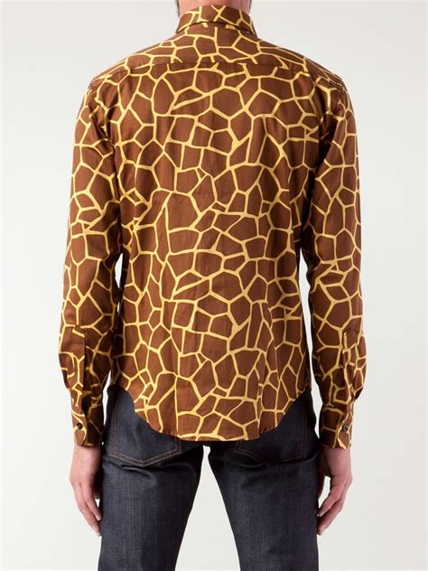 Naked Famous Giraffe Print Shirt In Brown For Men Lyst