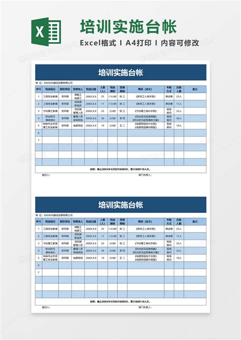 培训实施台帐excel模板下载熊猫办公