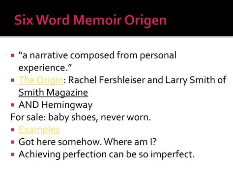 Ppt Six Word Memoir Powerpoint Presentation Free Download Id 2009757