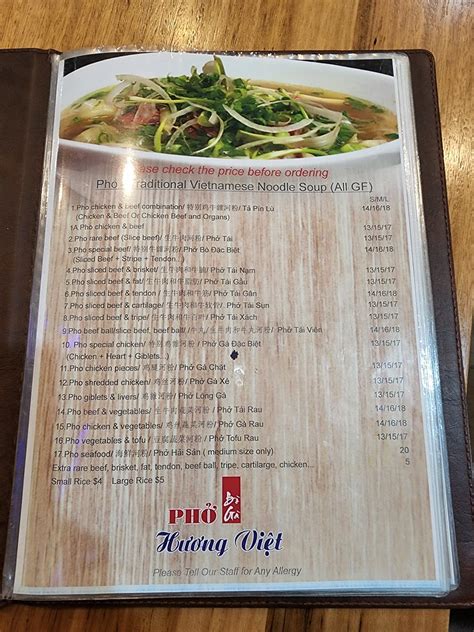 Menu Pho Huong Viet Carnegie Alpha Flickr