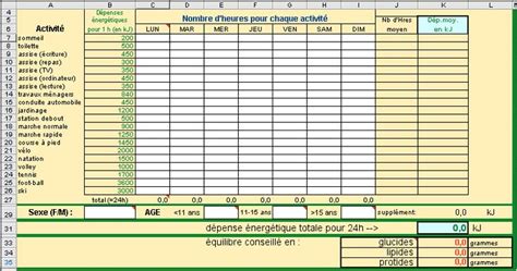 Application Tableur Pour Le Calcul Dune Ration Alimentaire SVT Lyon