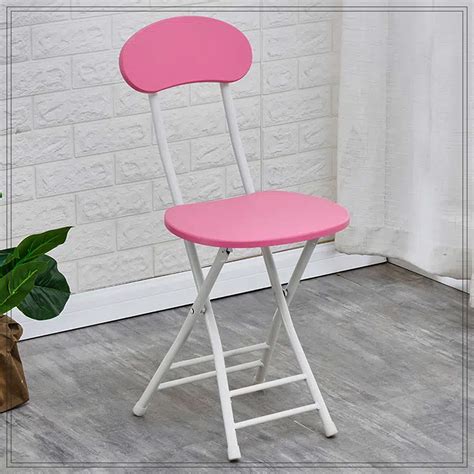 Portable Folding Round Chair Backrest Heavy Duty Fold Up Stool Metal