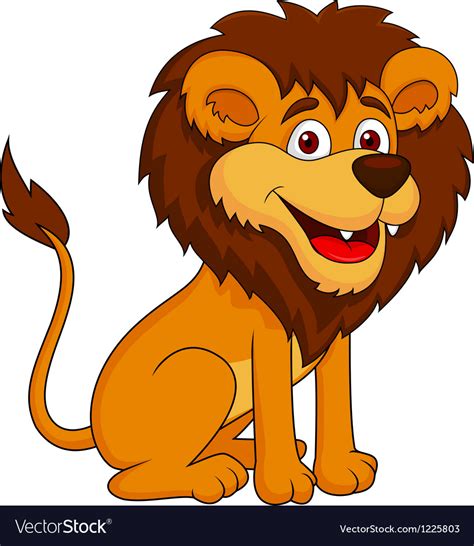 Funny lion cartoon sitting Royalty Free Vector Image