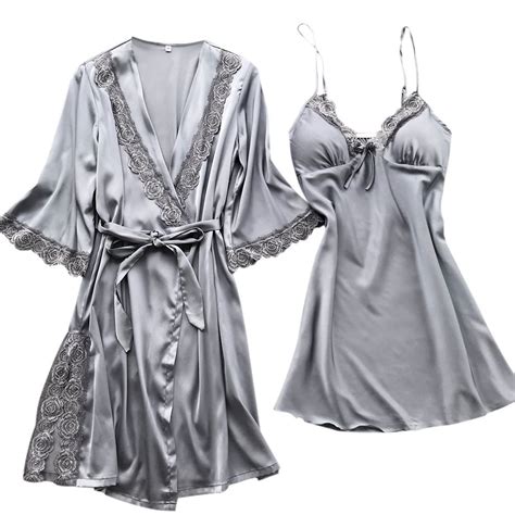 Summer Savings Clearance Women S Silk Pajama Sets Satin Robe With