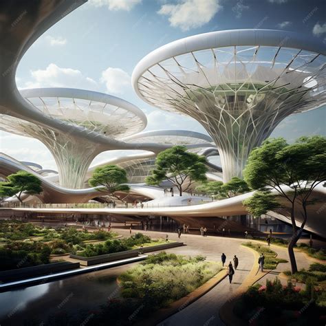 Premium Photo | Futuristic Airports with Organic Airplanes