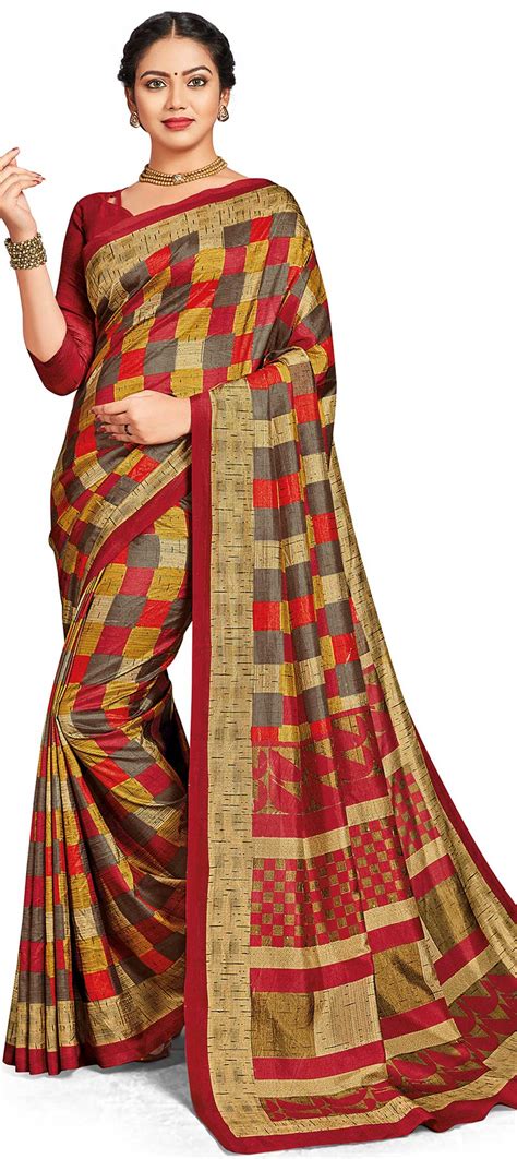 Casual Traditional Multicolor Color Crepe Silk Silk Fabric Saree