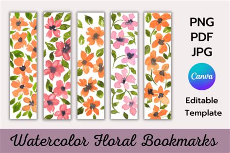 Watercolor Floral Bookmark Graphic by Dreamwings Creations · Creative ...
