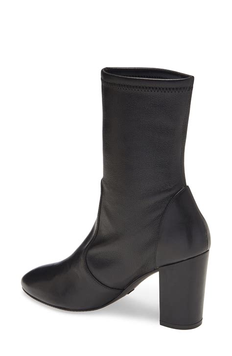 Stuart Weitzman Leather Yuliana Bootie In Black Suede Black Lyst