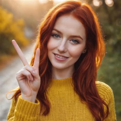 Premium Photo Cheerful Outgoing And Happy Charismatic Redhead Female