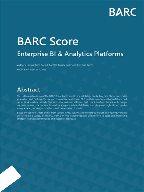 Barc Score Enterprise Bi And Analytics Platforms 2023 Download Free Pdf Analytics Business