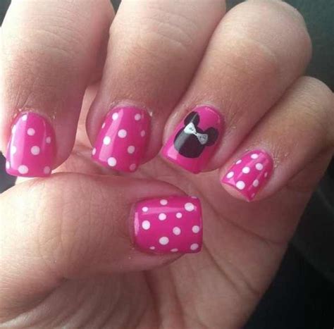 Pink Minnie Manicure Polka Dot Nails Dots Nails Pink Nails Polka