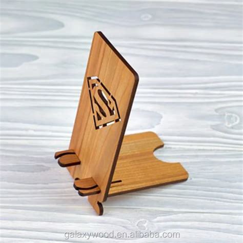 High Quality Custom Natural Desk Laser Cut Wooden Mobile Phone Holder