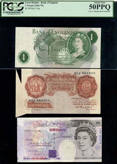 X Bank Of England Error Notes Including Peppiatt 10 Shillings Extra Paper At Left Fforde 1