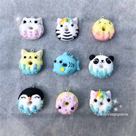 Kawaii Donut Charm Polymer Clay Charms Donut Gifts Food Etsy UK