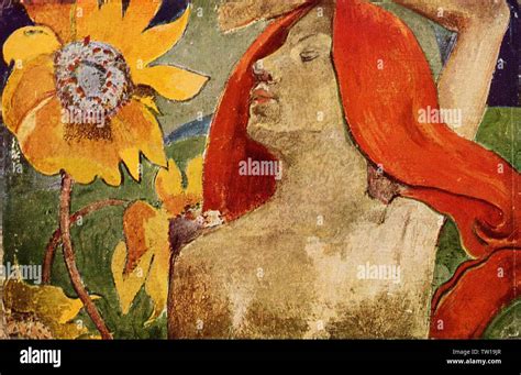 Paul Gauguin Redheaded Woman Sunflowers C Stock Photo Alamy