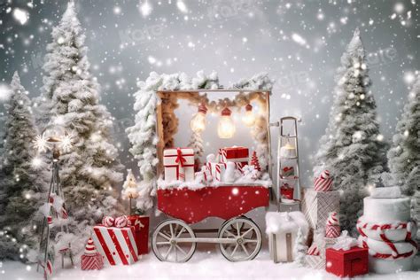 Kate Winter Christmas Tree Backdrop Snow T Trolley For Photography