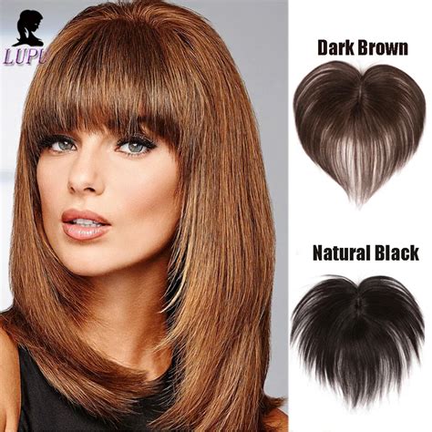 Pelo Sint Tico Lupu Natural Negro Marr N Con Flequillo Clip En Topper