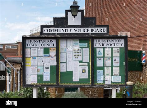 A Community Notice Board With Posters At Hunstanton Uk Stock Photo Alamy