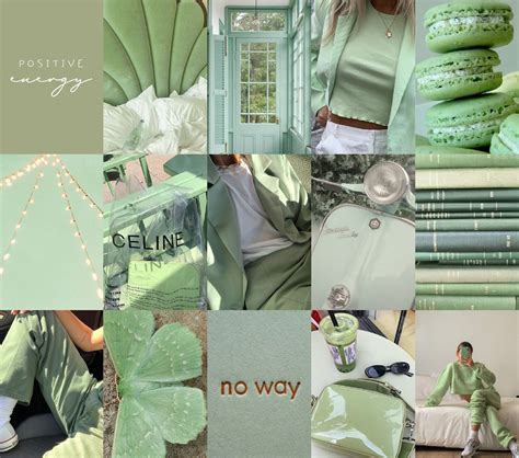 Green Aesthetic Wall Collage Soft Color Collage Printable Etsy