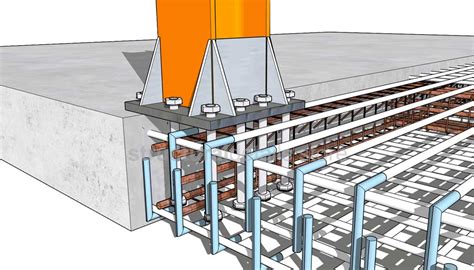 Steel Column Supported On Shallow Mat Spread Foundation