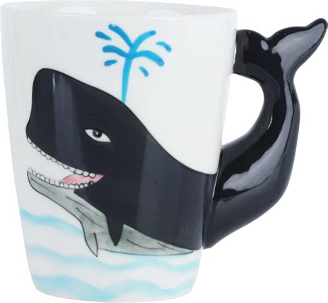 Elitea Glass Mug With Handle Clear Cute Coffee Mugs Tea Cup With Whale Print 122oz