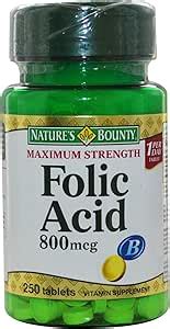 Amazon Nature S Bounty Folic Acid Mcg Tablets Maximum Strength