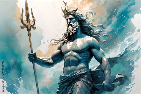 God of the seas and oceans Poseidon. Greek god who ruled the seas. Stock Illustration | Adobe Stock