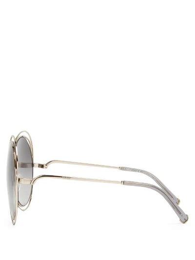 Chloé Womens Carlina Round Oversized Sunglasses 62mm In Light Gold