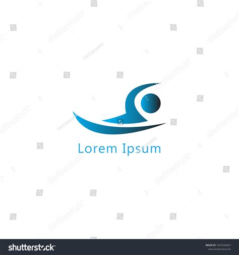 Creative Swimming Logo Abstract Man Silhouette Stock Vector Royalty