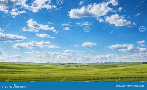 Ai Generated Illustration Of A Peaceful Prairie Panorama With Rolling