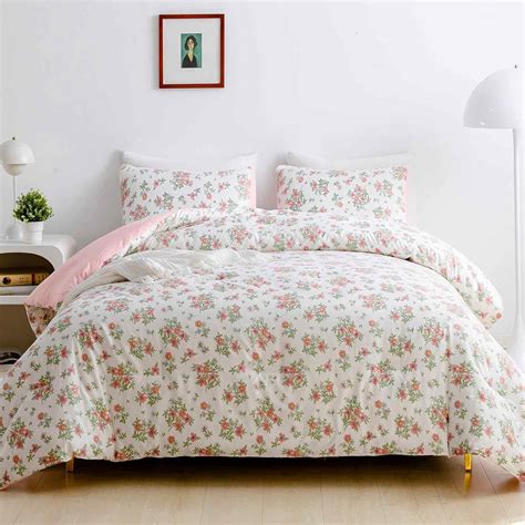 Amazon KimLuxz Floral Duvet Cover Queen Size 3pc Farmhouse Pink